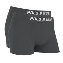 Kit 2 Cuecas Boxer Premium Poliamida Lisa - Polo Wear Cor:ChumboTamanho:G