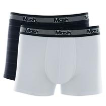 Kit 2 Cuecas Boxer Preto/Branco Listrado Mash 110.09 Cotton