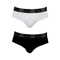 Kit 2 Cuecas Branco/Preto Zorba 716 Slip