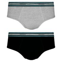 Kit 2 cuecas Lupo Slip Tradicional Elastico com logo algodão 524088 Kit 2 cuecas Lupo Slip Tradicional Elastico com logo algodão 524088
