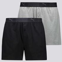 Kit 2 Cuecas Puma Samba Canção Cotton Preta e Cinza