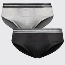 Kit 2 Cuecas Slip Lupo Algodão Com Elastano Preta e Cinza Kit 2 Cuecas Slip Lupo Algodão Com Elastano Preta e Cinza