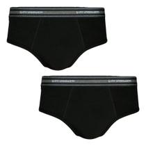Kit 2 Cuecas Slip Lupo Original Em Algodão Com Elastano Tamanho:GGCor:Preto/Preto