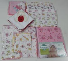Kit 2 Cueiro Bordado 15 Fraldas 1 Toalha Banho Menina