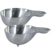 Kit 2 Cuias Alumínio Polido Com Pé 21cm Doses Bebidas Pinga Kit 2 Cuias Alumínio Polido Com Pé 21cm Doses Bebidas Pinga