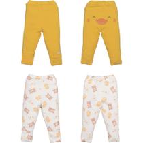 Kit 2 Culote Bebê Liso Amarelo E Estampada Ursinhos Upi Uli