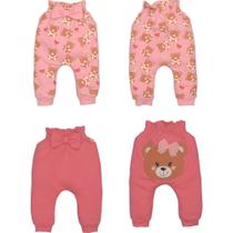 Kit 2 Culote Bebê Menina Rosa Ursinho Estampado Laço Upi Uli Kit 2 Culote Bebê Menina Rosa Ursinho Estampado Laço Upi Uli