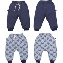 Kit 2 Culote Bebê Menino Azul Liso Estampado Carros Upi Uli