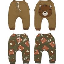 Kit 2 Culote Bebê Menino Verde Estampado Marrom Liso Upi Uli Kit 2 Culote Bebê Menino Verde Estampado Marrom Liso Upi Uli