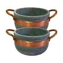Kit 2 Cumbucas Alça De Cobre Pedra Sabão Caldo Sopa 500ml.