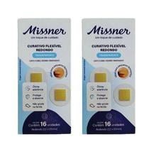 Kit 2 Curativo Flexível Redondo Transparente 16Un - Missner Kit 2 Curativo Flexível Redondo Transparente 16Un - Missner
