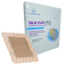 Kit 2 Curativos Hospitalar Espuma Com Prata Machucados Lesões 15x15cm - Vitamedical