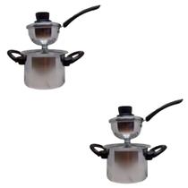 Kit 2 Cuscuzeira Porção Individual Nordestino Alumínio Fácil Uso Cuscuzeiro de Caminhoneiro Peito de Moça Alumínio Polido