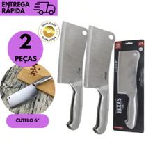 Kit 2 Cutelo Profissional 6" Linha Texas Ideal para Cortes Pesados Resistente e Afiado de Alta Quali