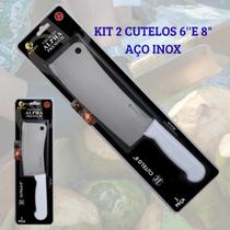 Kit 2 Cutelos Facão Faca Machadinha Uso Intenso Casa Cozinha Profissional Churrasco Açougueiro Culinária Legumes 6 e 8 Polegadas Aço Inox Kit 2 Cutelos Facão Faca Machadinha Uso Intenso Casa Cozinha Profissional Churrasco Açougueiro Culinária Legumes 6 e 8 Polegadas Aço Inox