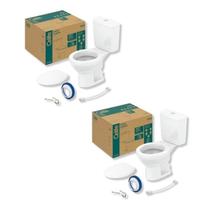 Kit 2 de Bacia com Caixa Acoplada e Assento Azálea Celite Branco Kit 2 de Bacia com Caixa Acoplada e Assento Azálea Celite Branco