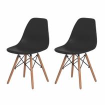Kit 2 De Jantar Cadeiras Charles Eiffel Eames Preta Base Madeira