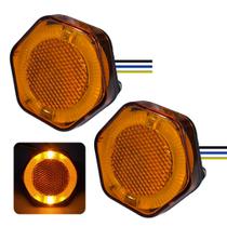 Kit 2 de Lanternas Traseiras 65mm LED Bivolt 12V 24V com Refletor para Caminhão, Carreta, Reboque e Carretinha