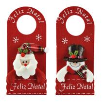 Kit 2 Decora Maçaneta Feliz Natal Pelúcia Boneco de Neve e Papai Noel 30cm - Master Christmas Kit 2 Decora Maçaneta Feliz Natal Pelúcia Boneco de Neve e Papai Noel 30cm - Master Christmas