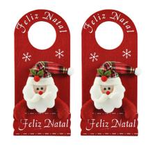 Kit 2 Decora Maçaneta Feliz Natal Pelúcia Papai Noel Gorro Xadrez 30cm - Master Christmas Kit 2 Decora Maçaneta Feliz Natal Pelúcia Papai Noel Gorro Xadrez 30cm - Master Christmas