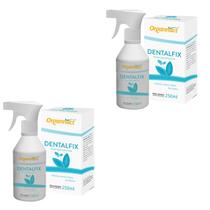 Kit 2 Dentalfix 250mL Higiene Cães Gatos Cavalos Organnact