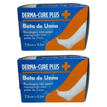 Kit 2 Derma-Cure Plus Bota de Unna Curativo 7,5cm x 9,2m Bandagem Cicatrizante impregnada com pasta de Zinco Unicenter