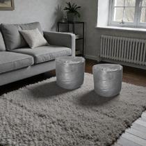 Kit 2 Descanso De Pé Peseira Cheia Puff Redondo Ergonômico C