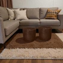 Kit 2 Descanso De Pé Peseira Cheia Puff Redondo Ergonômico M