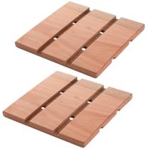 Kit 2 Descansos para Panelas em Madeira Essence 18x18cm Suportes para Panelas e Travessas Quentes
