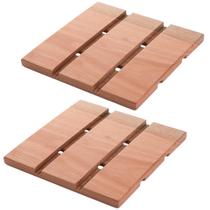 Kit 2 Descansos para Panelas em Madeira Essence 18x18cm Suportes para Panelas e Travessas Quentes Kit 2 Descansos para Panelas em Madeira Essence 18x18cm Suportes para Panelas e Travessas Quentes