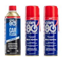 Kit 2 Descarbonizante e 1 Car Flush Limpeza Completa Motor Car80