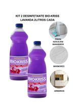 Kit 2 Desinfetantes Bio-Kriss Lavanda 2L Bactericida Limpeza Profunda Lar Perfumado