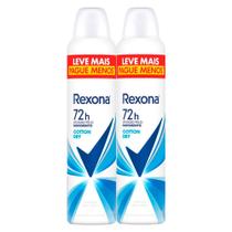 Kit 2 Desodorante Antitranspirante Aerosol Feminino Rexona Cotton Dry 72 horas 250ml Leve Mais Pague Menos
