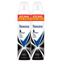 Kit 2 Desodorante Antitranspirante Aerosol Feminino Rexona Invisible 72 horas 250ml Leve Mais Pague Menos