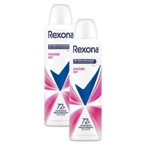 Kit 2 Desodorante Antitranspirante Aerosol Feminino Rexona Powder Dry 72 horas 150ml Kit 2 Desodorante Antitranspirante Aerosol Feminino Rexona Powder Dry 72 horas 150ml
