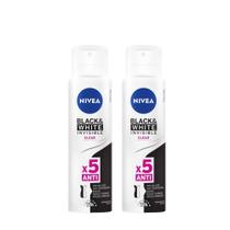 Kit 2 Desodorante Antitranspirante Aerosol Nivea Invisible Black & White Clear 150ml