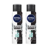 Kit 2 Desodorante Antitranspirante Aerosol Nivea Men Invisible Black & White Fresh 150ml
