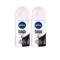 Kit 2 Desodorante Antitranspirante Nivea Roll On Invisible Black & White Clear 50ml