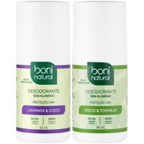 Kit 2 Desodorante Boni Natural Roll-On Natural Coco E Toranja + Lavanda Vegano 24Hrs Proteção 55ml Kit 2 Desodorante Boni Natural Roll-On Natural Coco E Toranja + Lavanda Vegano 24Hrs Proteção 55ml