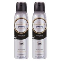 Kit 2 Desodorante Francis Men Invisible Aerosol Antitranspirante 48h 150ml