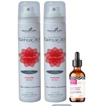 Kit 2 Desodorante Íntimo Sensação Sensual Frutas + 1 Tônico Capilar Crescimento e Hidratação Rosa Hair