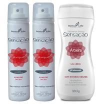 Kit 2 Desodorante Íntimo Sensual Frutas Afrodisíacas + 1 Sabonete Íntimo Líquido Sensação Aroeira
