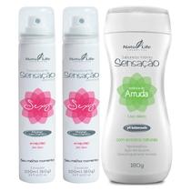 Kit 2 Desodorante Íntimo Sexy Morango com Chantilly + 1 Sabonete Íntimo Líquido Sensação Arruda