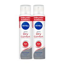 Kit 2 Desodorante Nivea Active Dry Comfort Aerosol Antitranspirante 200ml