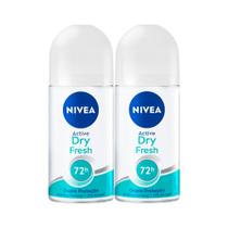 Kit 2 Desodorante Nivea Active Dry Fresh Roll-on Antitranspirante Feminino 48h 50ml