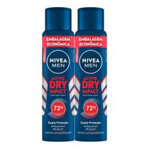 Kit 2 Desodorante Nivea Men Active Dry Impact Aerosol Antitranspirante 200ml