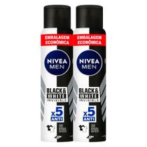 Kit 2 Desodorante Nivea Men Invisible Black & White Aerosol Antitranspirante 200ml