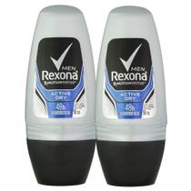 Kit 2 Desodorante Rexona Men Active Roll-on Antitranspirante 48h com 50ml