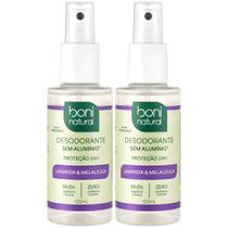 Kit 2 Desodorante Spray Boni Natural Melaleuca Lavanda Sem Aluminio Vegano 24h Sem Parabenos 120ml Kit 2 Desodorante Spray Boni Natural Melaleuca Lavanda Sem Aluminio Vegano 24h Sem Parabenos 120ml