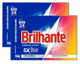 kit 2 Detergente Po Brilhante Limpeza Total Cartucho 1.6KG